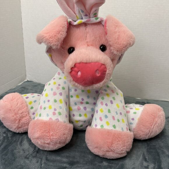 Dan Dee Easter Bunny Plush Pink Pig in Rabbit Costume 16 Inch Stuffed Animal Toy - Picture 3 of 11